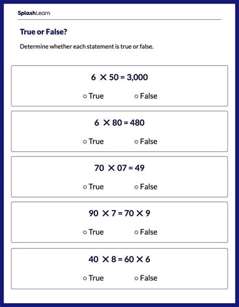 True Or False Math Worksheets