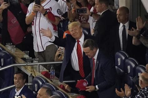 trump at baseball game