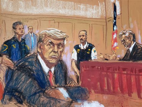 trump in court drawing