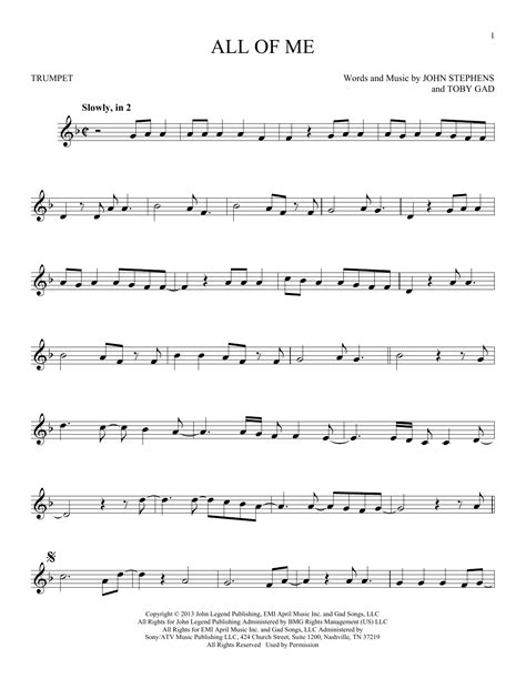 trumpet sheet music for popular songs