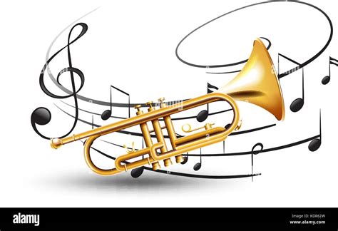 trumpet with music notes clip art
