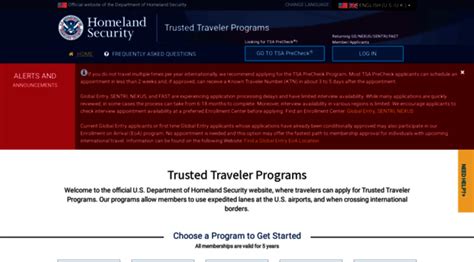trusted traveler programs ttp website