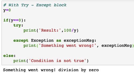 try catch in python print error