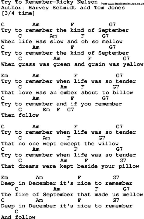 try to remember lyrics