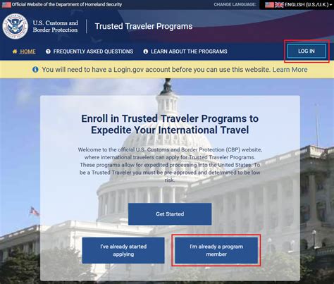 tsa global entry application login