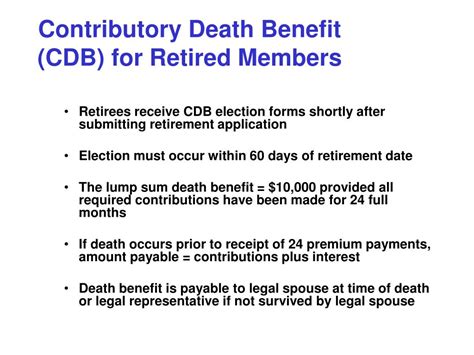tsers contributory death benefit