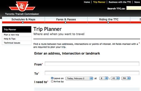 ttc trip planner timetable