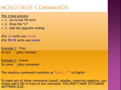 tu and nosotros commands