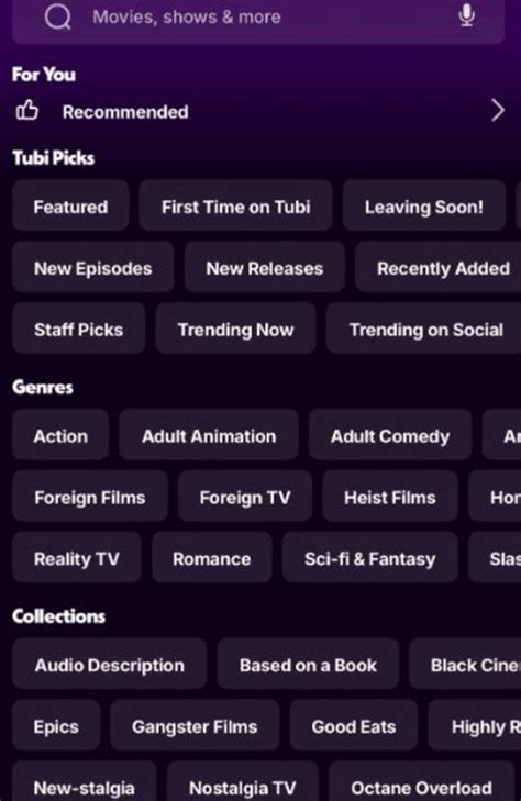 Tubi content library
