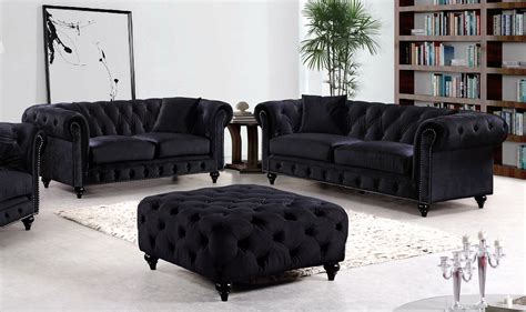 Famous Tufted Black Sofa Set New Ideas