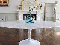 Saarinen Style Tulip Marble Dining Table, 63" Oval Design Tree Home