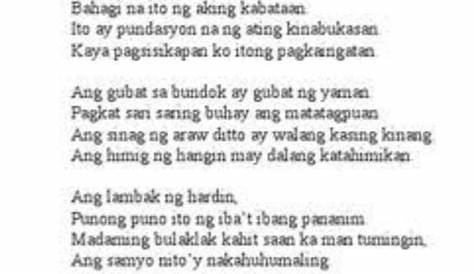 •Gumawa ng tula about sa ating KAPALIGIRAN-4 na saknong - Brainly.ph