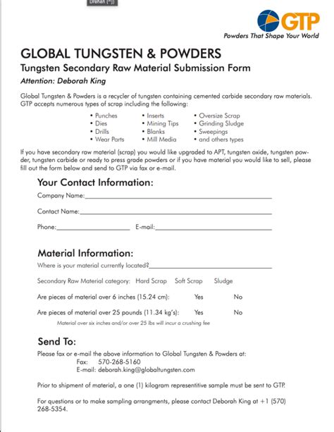 Tungsten Data Sheet