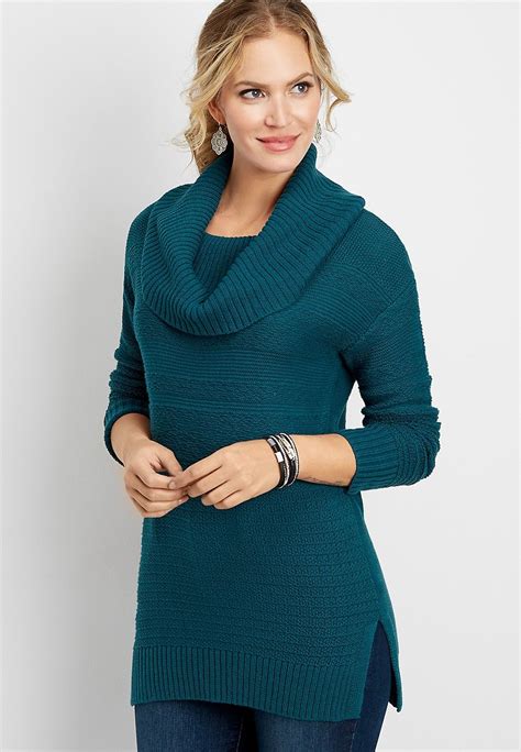 tunic cowl neck sweaters