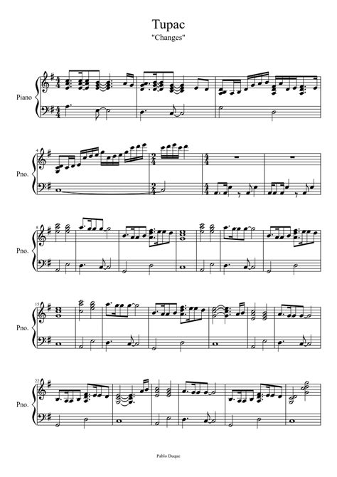 Tupac Changes Sheet Music Pdf