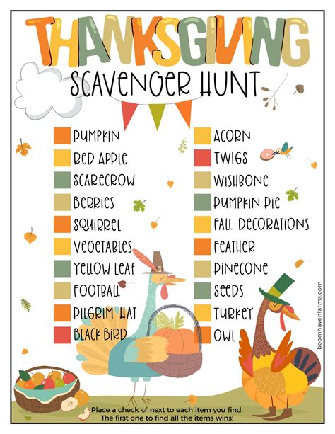 Turkey Scavenger Hunt Printable: A Fun Activity For The Whole Family