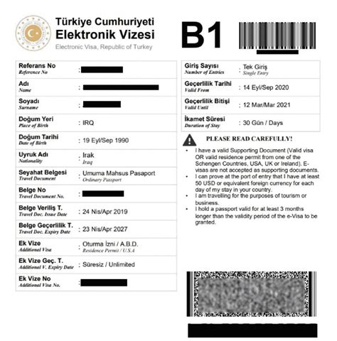Turkey E Visa Number