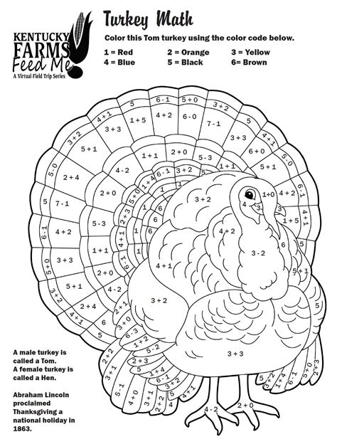 Turkey Math Coloring Pages