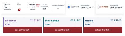 turkish airlines economy class codes