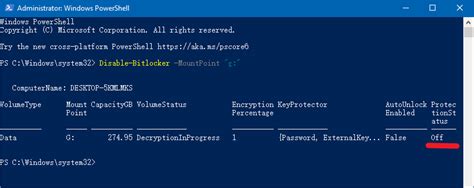 turn off bitlocker powershell