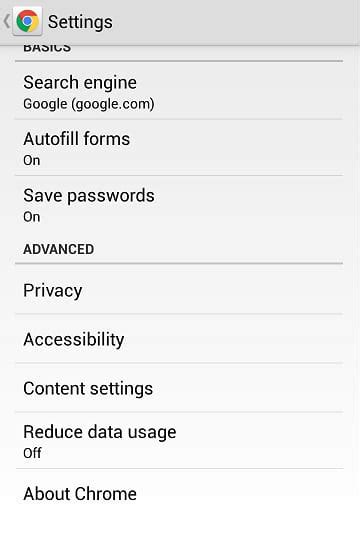 turn off javascript chrome mobile