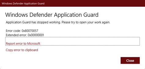 Turn On Application Guard Error