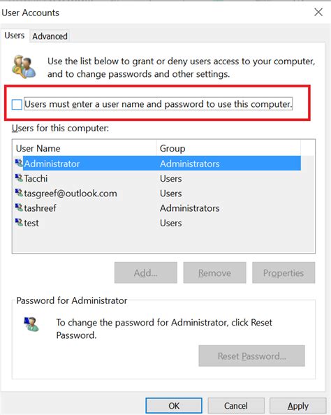 turn on automatic logon in windows