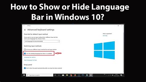 turn on language bar windows 10
