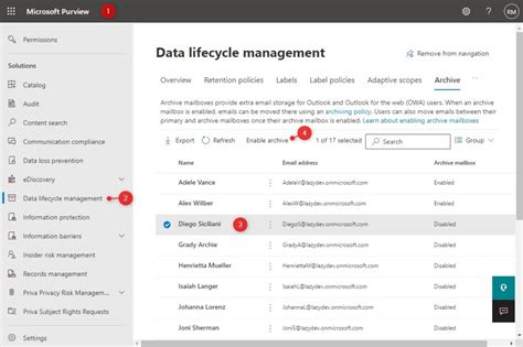 turn on online archive office 365