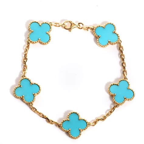 Van Cleef Arpels Vintage Alhambra Turquoise Bracelet Van cleef arpels