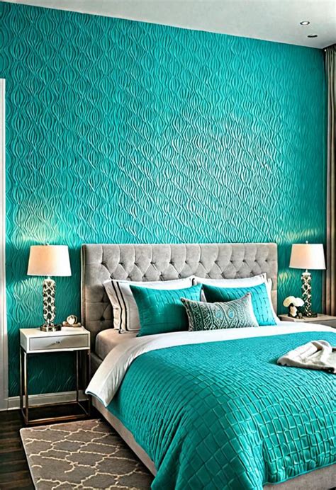 Turquoise Feature Wall Bedroom