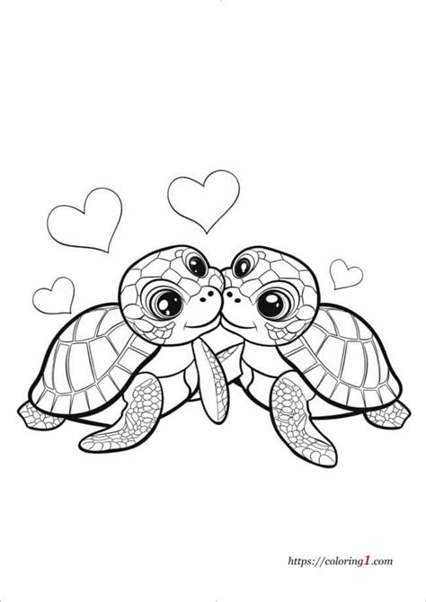 Turtle Love Coloring Pages