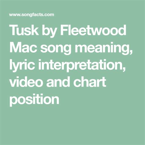 tusk fleetwood mac lyrics meaning