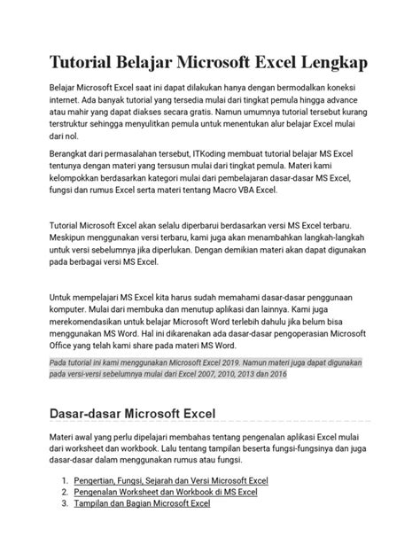 tutorial excel lengkap pdf