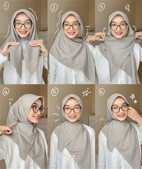 tutorial hijab segi empat formal 2