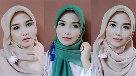 tutorial hijab segi empat pakai anting