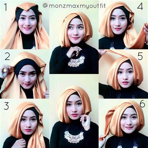 tutorial jilbab segi empat dasar licin