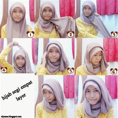 tutorial jilbab segi empat gamis