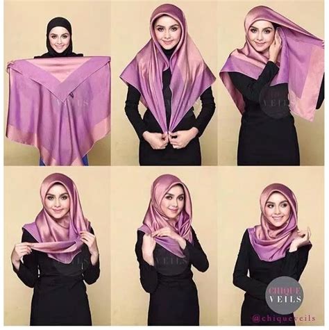 tutorial pashmina simple formal segi empat