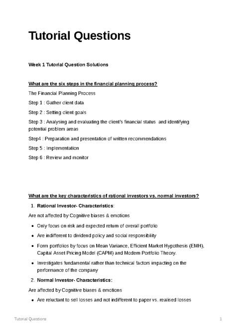tutorial questions