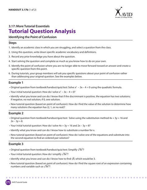 tutorial questions avid