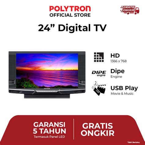 Jual LED Tv Polytron 24 Inch 24T8511 Plus Speaker Bergaransi Resmi