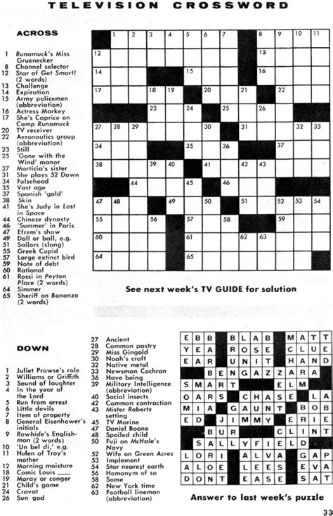 Tv Guide Crossword Puzzles Printable