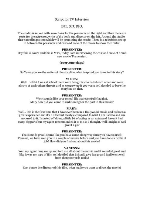 tv interview script sample