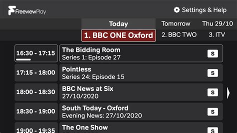 tv listings freeview today