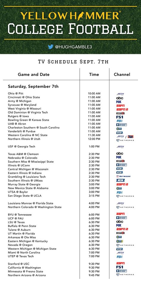 tv schedule this weekend