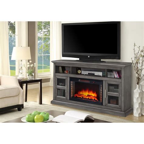 Tv Stand Fireplace Gray