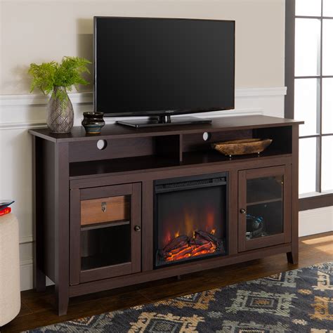 tv stand with fireplace espresso