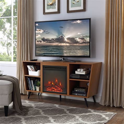 tv stand with fireplace modern