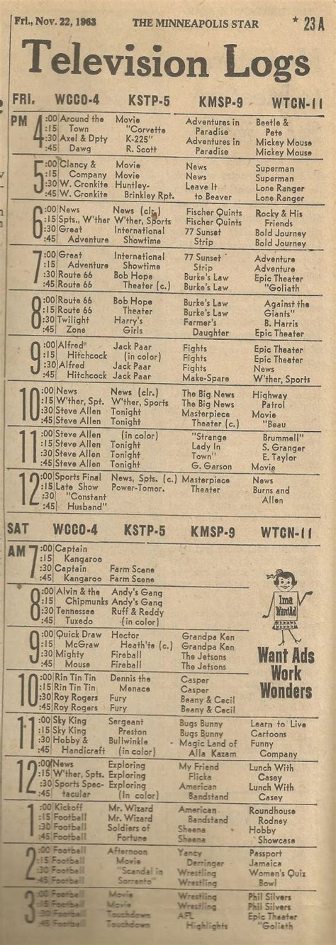tv times listings november 1963